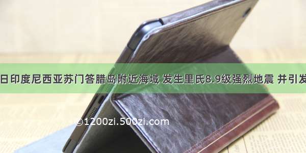 12月26日印度尼西亚苏门答腊岛附近海域 发生里氏8.9级强烈地震 并引发海啸.海