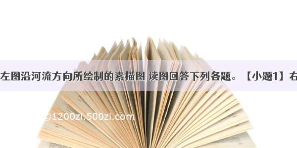 下面右图是左图沿河流方向所绘制的素描图 读图回答下列各题。【小题1】右图是左图中