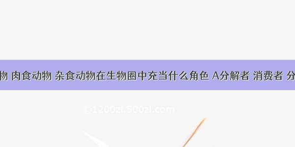 植食动物 肉食动物 杂食动物在生物圈中充当什么角色 A分解者 消费者 分解者  B