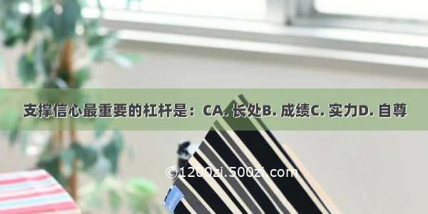 支撑信心最重要的杠杆是：CA. 长处B. 成绩C. 实力D. 自尊