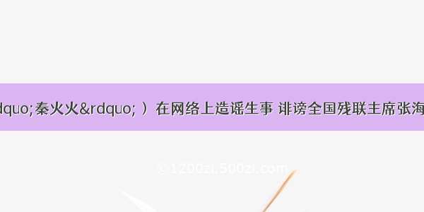 秦志晖（网名“秦火火”） 在网络上造谣生事 诽谤全国残联主席张海迪等社会名人 造