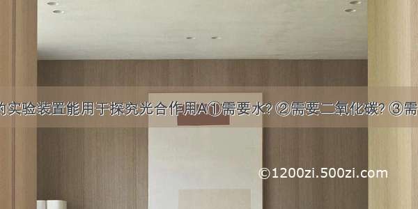 右图所示的实验装置能用于探究光合作用A①需要水? ②需要二氧化碳? ③需要光? ④需