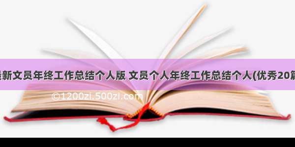 最新文员年终工作总结个人版 文员个人年终工作总结个人(优秀20篇)