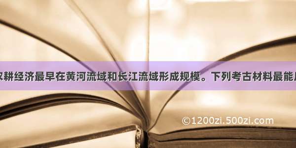 单选题中国农耕经济最早在黄河流域和长江流域形成规模。下列考古材料最能反映长江流域