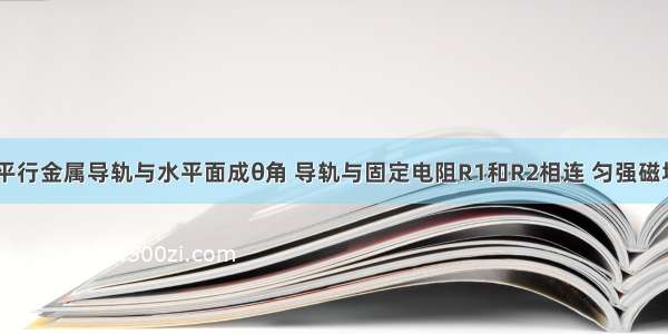 如图所示 平行金属导轨与水平面成θ角 导轨与固定电阻R1和R2相连 匀强磁场垂直穿过