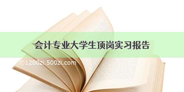 会计专业大学生顶岗实习报告