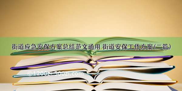 街道应急安保方案总结范文通用 街道安保工作方案(二篇)